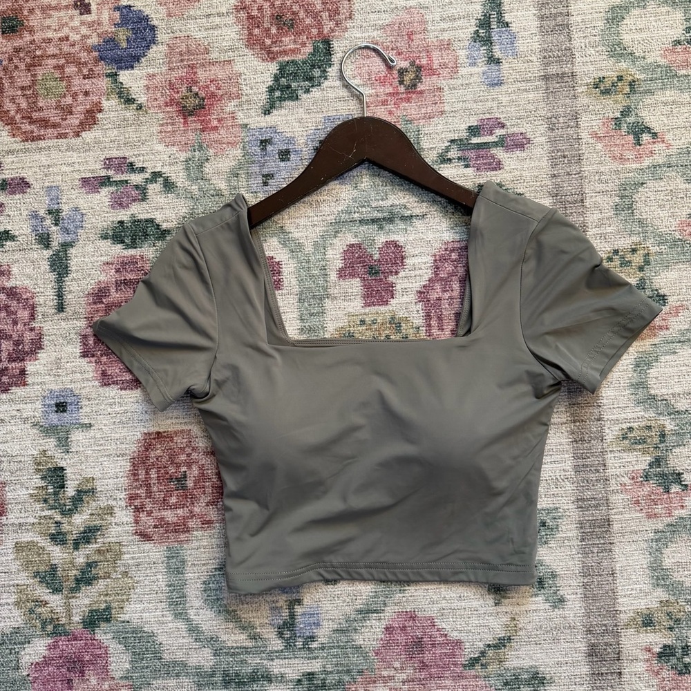 Klassy Network Square Neck Brami Crop Top (Moss)
